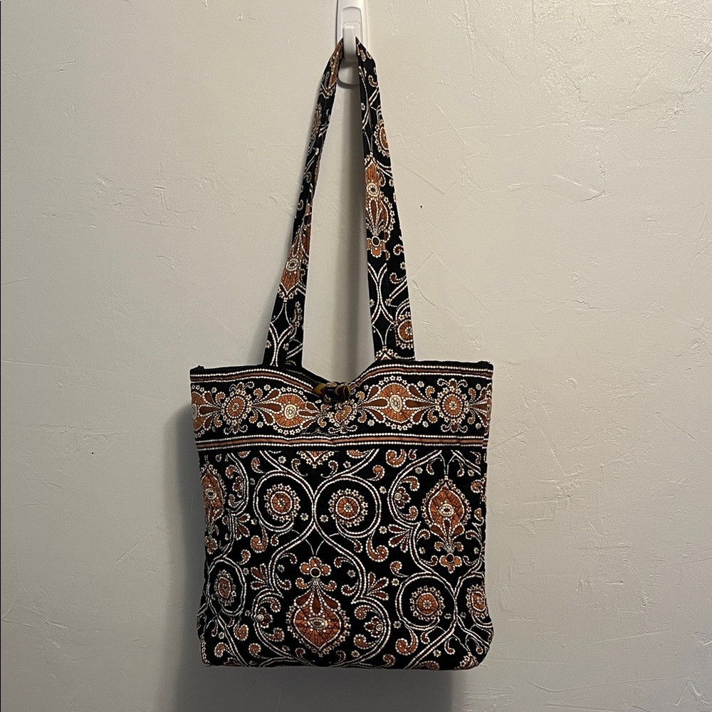 Vera Bradley Coffee Latte Black and Tan Paisley Tote